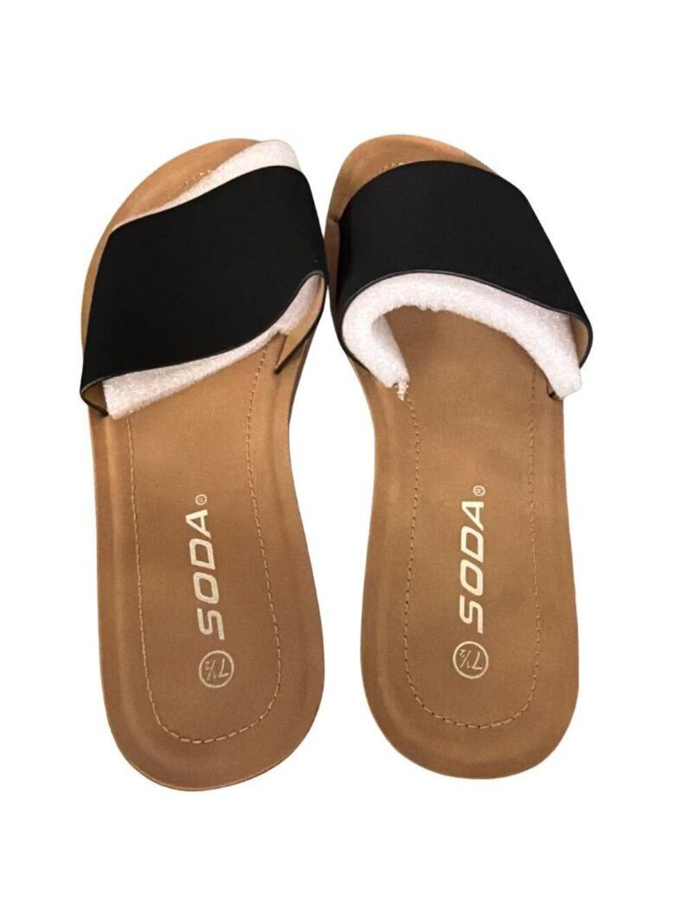 SODA Efron-S Womens Size 7.5 Black Slide Sandals Slip On Flats New
